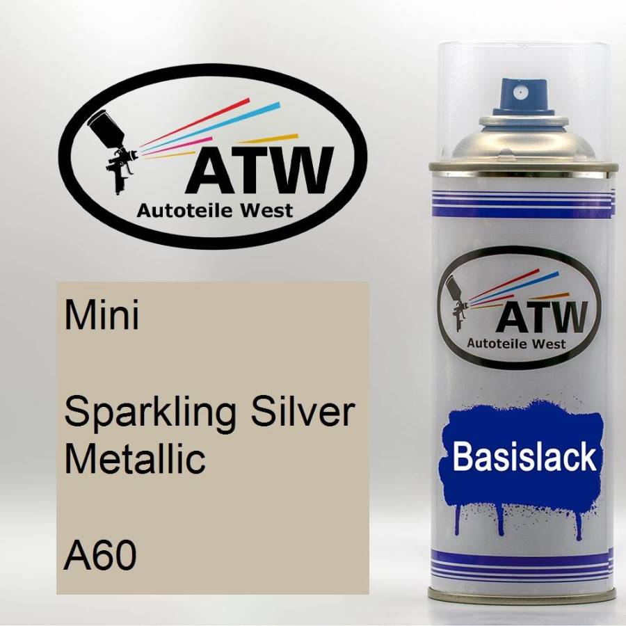 Mini, Sparkling Silver Metallic, A60: 400ml Sprühdose, von ATW Autoteile West.